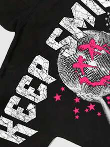 ROMWE MEN Street Life Sweatshirt Kasual Pria dengan Desain Potret, Cocok untuk Musim Gugur/Dingin - Hitam - View 6