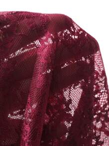 DAZY Lace Semi-Sheer Deep V-Neck Fitted Sexy Nightgown - Burgundy - View 9