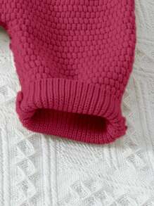 Baby Girl Cute Casual Ruffle Jacquard Coverall - Burgundy - View 3