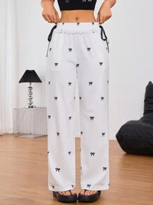 Chiquease Quần Palazzo họa tiết bướm đen trắng có viền ren - trắng - Xem 4