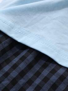 DAZY 可爱卡通印花宽松上衣和格子睡裤套装秋冬