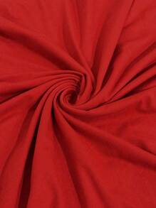 Chiquease 女士优雅拼布蓬松 V 领长袖连衣裙，春秋季新年衣服 - 紅色 - 查看 5