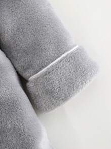 Cozy Pixies 男婴卡通大象图案法兰绒前开式浴袍 - 灰色 - 查看 3