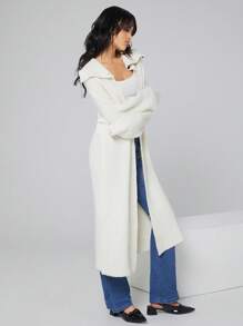 Easelle Women's Solid Color Casual Long Sleeve Cardigan - Apricot - View 4