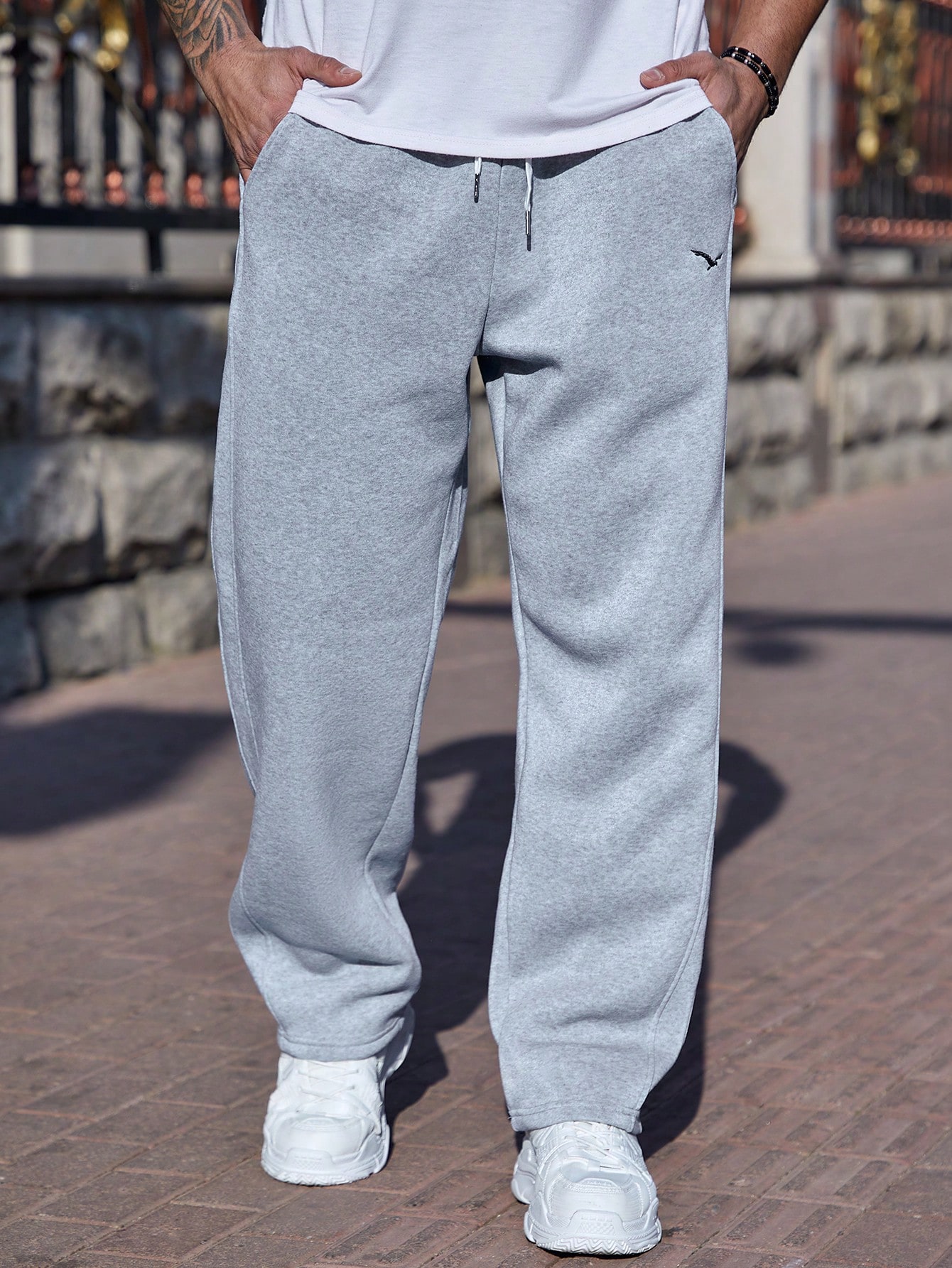 Manfinity Homme بنطلون رياضي للرجال ذو خصر مربوط و...