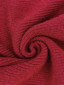 SHEIN Clasi فستان-كنزة صوفية نسائي ضيق الصدر عميق الياقة بأكمام طويلة ولون أحادي - عنابي اللون - مشاهدة 7