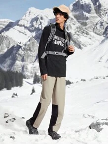 In My Nature 男士字母印花贴袋撞色宽松户外裤 - 灰色 - 查看 5