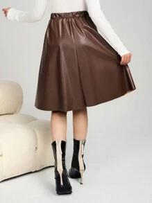 Jupe évasée vintage élégante et minimaliste pour adolescentes, design en PU