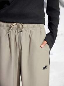 In My Nature 男士字母印花贴袋撞色宽松户外裤 - 灰色 - 查看 4