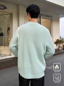 Manfinity CasualKnits Men's Round Neck Minimalist Fashion Casual Knitted Sweater, For Daily Wear - Mint Green - View 2