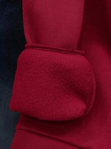 بلوزة رياضية كاجوال مطبوعة برسومات حرفية للأولاد المراهقين ذات كتلة لون بغطاء - الأحمر - مشاهدة 6