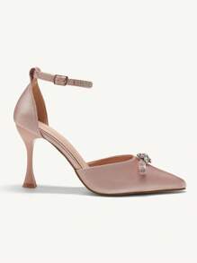 CUCCOO CHICEST Pointed Toe Thin High Heel Rhinestone Embellished Closed Toe Sandals, Fashionable And Versatile For And Vibe And Spring Shoes Spring Break Easter - Baby Pink - View 4