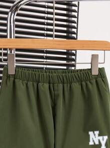 Calças com estampa de letras de bolso estéreo para meninos pré-adolescentes, roupas de outono para meninos