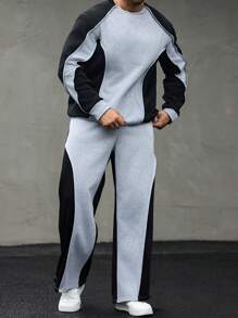 Manfinity Homme Men Plus Size Sweatshirt Set, Casual & Fashionable For Everyday Wear - Multicolor - View 1