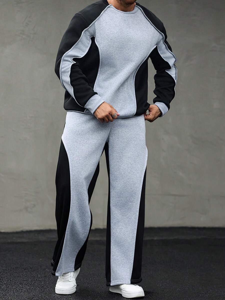 Manfinity Homme Men Plus Size Sweatshirt Set, Casual & Fashionable For Everyday Wear - Multicolor - View 1