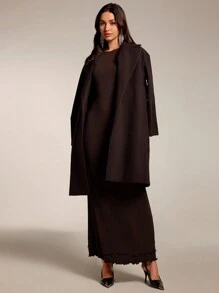 Modelyn Women's Solid Color Lapel Collar Long Sleeve Loose Elegant Jacket, Autumn/Winter