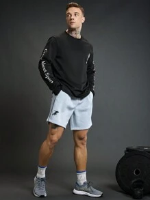 Manfinity Sport Corelite 男士抽绳纯色休闲运动短裤，简约时尚，适合日常穿着灰色短裤