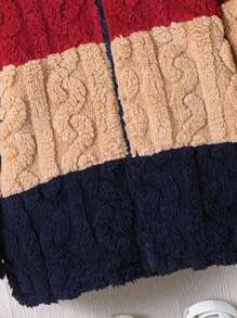 SHEIN Leap Crew 1 chiếc áo khoác Raglan lông cừu màu nâu cỡ lớn thoải mái dễ thương thường ngày cho bé trai, thích hợp cho các buổi đi chơi, đi học, tụ tập, mùa thu và đông - màu nâu - Xem 6