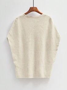 SHEIN Unity Chaleco suelto de cuello en V liso, chaleco de cárdigan con mangas de murciélago