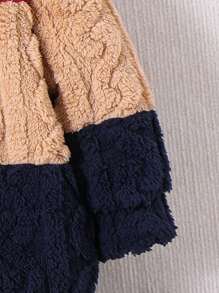 SHEIN Leap Crew 1 chiếc áo khoác Raglan lông cừu màu nâu cỡ lớn thoải mái dễ thương thường ngày cho bé trai, thích hợp cho các buổi đi chơi, đi học, tụ tập, mùa thu và đông - màu nâu - Xem 4