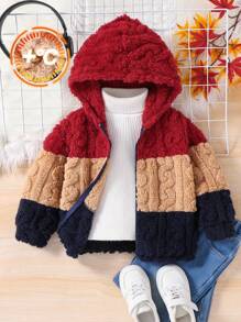 SHEIN Leap Crew 1 chiếc áo khoác Raglan lông cừu màu nâu cỡ lớn thoải mái dễ thương thường ngày cho bé trai, thích hợp cho các buổi đi chơi, đi học, tụ tập, mùa thu và đông - màu nâu - Xem 3