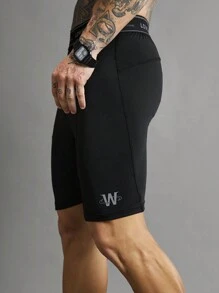 Manfinity Sport Polished Pantaloncini sportivi aderenti da uomo con fascia in costina a righe