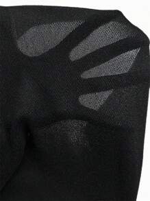 SHEIN Frenchy 纯色斜肩长袖修身时尚百搭简约设计T恤 - 黑色 - 查看 8