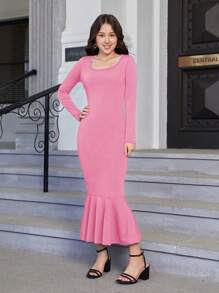 SHEIN Teen Girl Plus Size Casual Party Elegant Mermaid Bowknot Dress