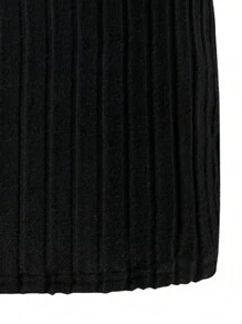 SHEIN Đầm midi trơn cổ cao thời trang thường ngày cho bé gái tuổi teen, phù hợp cho mùa thu đông đi học, ngày lễ hoặc đi chơi - màu đen - Xem 6