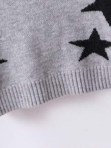 SHEIN Explorewe Tween Girls Star Pattern Thicken Fuzzy Collar Zip-Up Gray Sweater, Suitable For Street Wear In Autumn/Winter - Grey - View 5