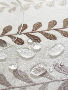 1pc Waterproof Embroidered Tablecloth, Polyester Fabric, Leaf Pattern, Rectangular Shape, Suitable For Living Room, Dining Room, Party, Home Decor, Bedroom Decor, Dining Table Decor - Beige - View 3
