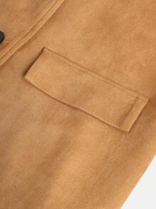 SHEIN Teenagers (Girls) Casual College Style Faux Suede Warm Blazer - Camel - View 4