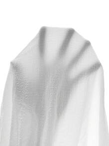 SHEIN EZwear White Woven Women's Shirt,Long Sleeve Tops