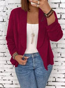 SHEIN LUNE Plus Size Damska Casualowa Jednolita Kolorowa Kurtka Z Kołnierzem Z Klapą Długi Rękaw Marynarka, Jesień Na Ubrania Na Nowy Rok