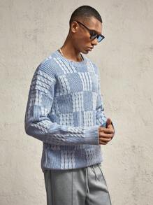AKNOTIC Business Casual Men's Loose Fit Plaid Pattern Knitted Open Front Cardigan, Suitable For Autumn & Winter