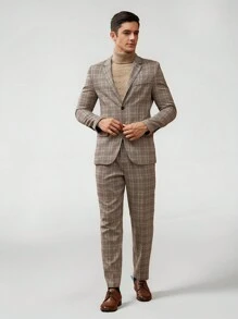 Manfinity VCAY Men Plaid Single Breasted Blazer & Pants Set - Multicolor - View 4
