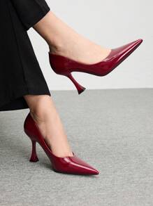 CUCCOO BIZCHIC Women's Red Pointed Toe High Heels, Fashion Daily Wear Pumps For And Vibe And Spring Shoes Spring Break Easter For Christmas Valentine's Day - Burgundy - View 4