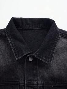 Manfinity Homme 大码男士秋季长袖单排扣实用口袋休闲牛仔夹克