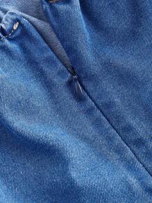 SHEIN MOD 1pc Women's Denim Off Shoulder Long Sleeve Mini Dress, Sweet Blue Color,Long Sleeve Valentines Dress,Valentine's Day,Bow Dress,Mini Women Dresses,Going Out Outfits, Prom Dress,Women Denim Dress - Medium Wash - View 3