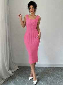 Chiquease New Round Neck Twist Pattern Sweater Women Set, Sexy And Slimming Sweater Dress Twinset