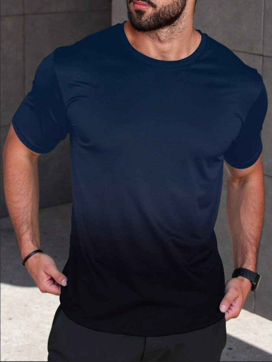 Manfinity Homme 男士纯色圆领休闲百搭短袖 T 恤 - 彩色 - 查看 1