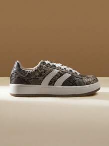 CUCCOO EASI Zapatillas deportivas casuales para mujer con estampado de piel de serpiente y cordones - Multicolor - Ver 7