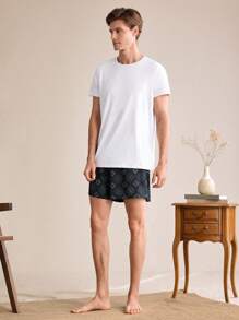 Manfinity Men's Summer Casual All-Over-Print Loose Lounge Shorts