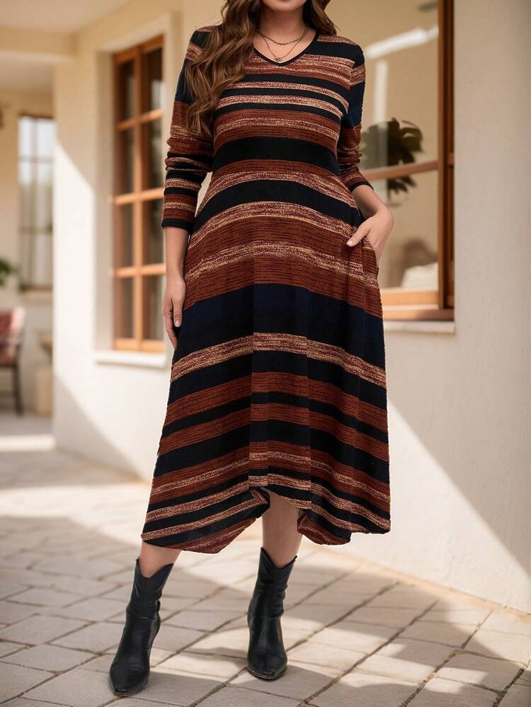 Plus Size New Years Outfit Simple Casual Everyday Dress,Long Sleeve Dresses Woman,Winter Clothes For Women
