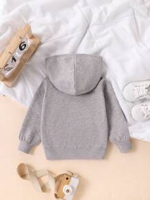 男宝宝时尚可爱百搭字母针织连帽毛衣上衣 - 淺灰色 - 查看 2