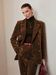 MOTF PREMIUM ÁO BLAZER ĐÔI NGỰC HÌNH ĐỒNG HỒ CÁT - màu nâu - Xem 6