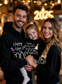 Manfinity Homme Men's 2025 New Year Sweatshirt, Suitable For Family Party - Black - View 1