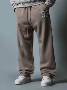 SUMWON Premium Athletic Sweatpants Jogger Style Comfortable Fleece Loungewear Athleisure Bottom Elastic Ankle Urban Streetwear Casual Sports Training Running Pants Fall Winter Apparel - Khaki - View 2