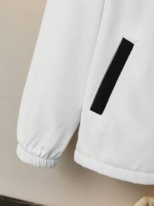 Tween Boy Casual Colorblock Hooded Long Sleeve Zip-Up Jacket With Pockets - Black - View 6