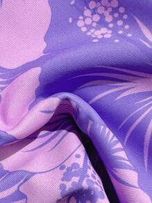 Swim Mod 2pcs/Set Floral Print Bikini Swimwear For Vacation & Beach Summer - Purple - View 4